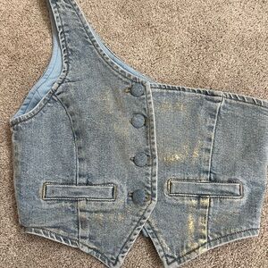 Denim Vest with Gold Accents